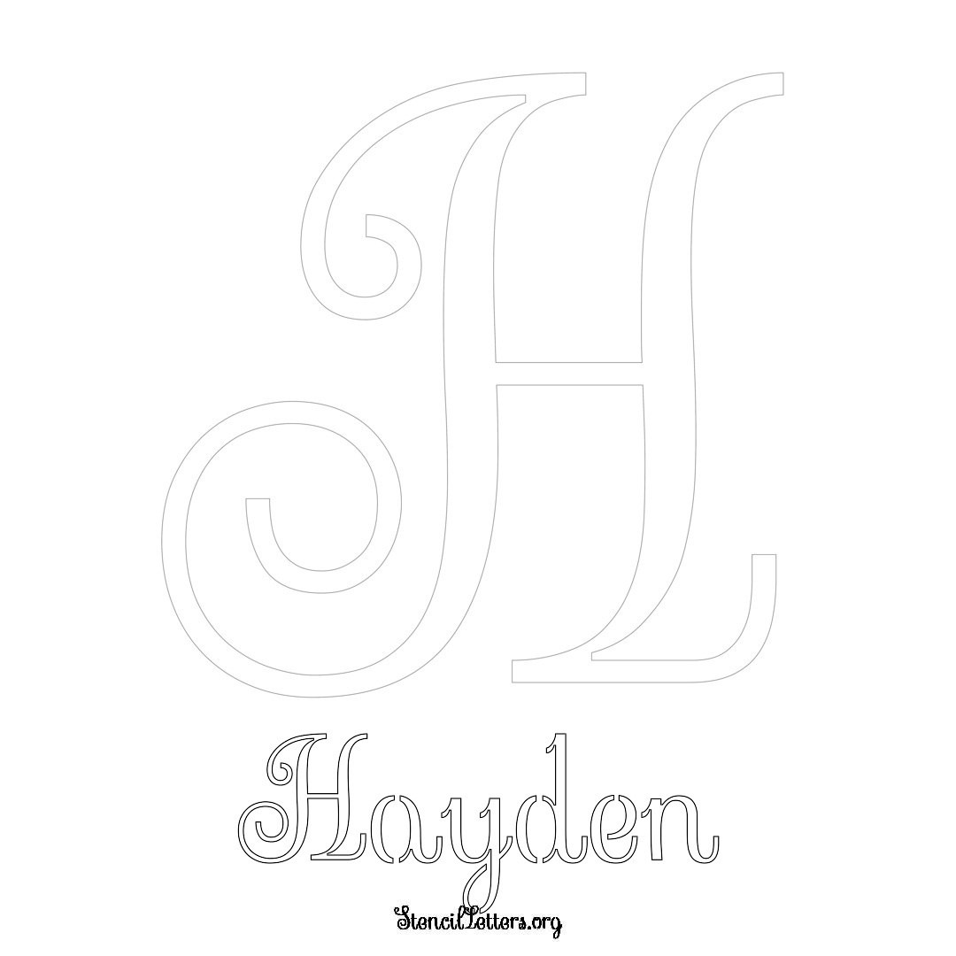 Hayden printable name initial stencil in Ornamental Cursive Lettering