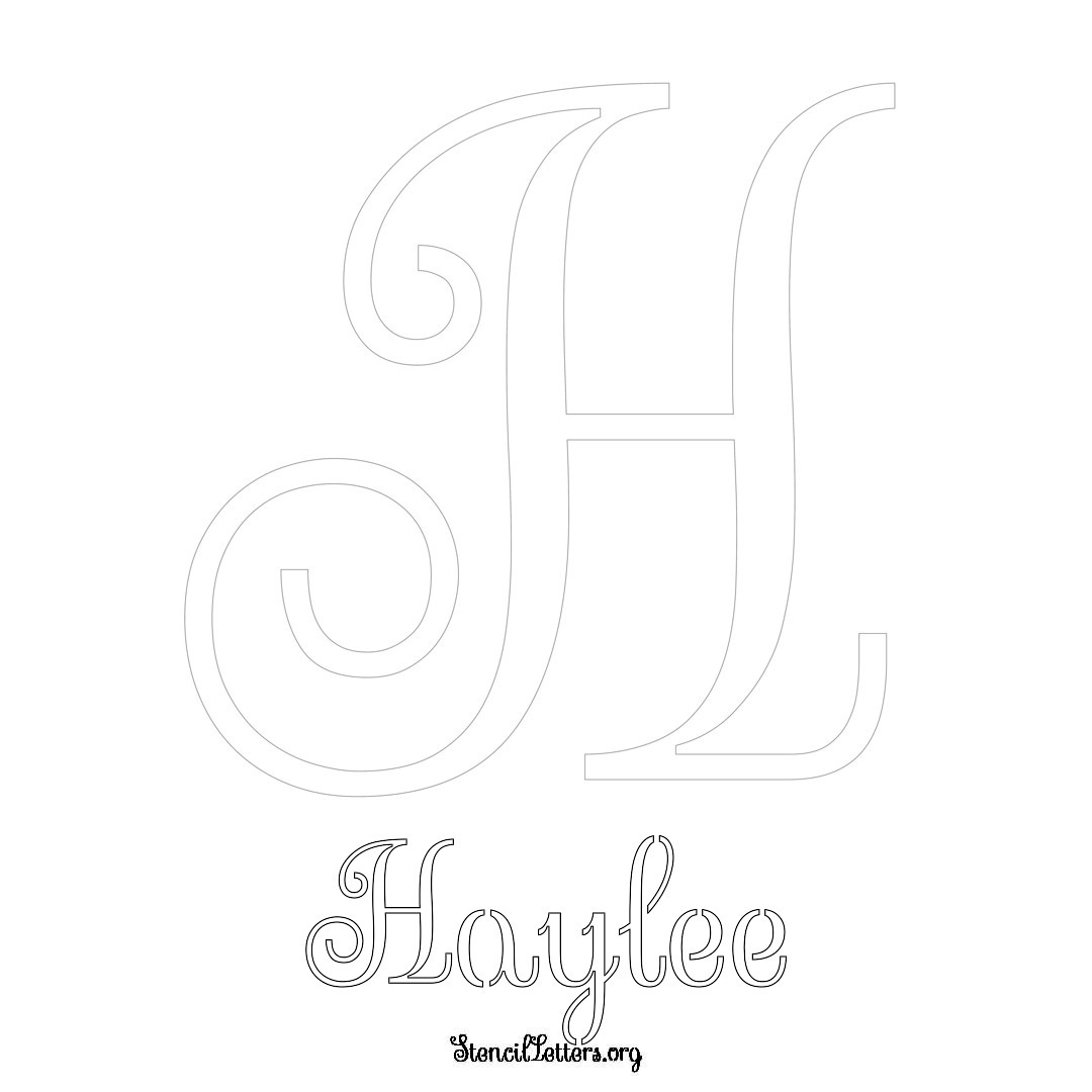 Haylee printable name initial stencil in Ornamental Cursive Lettering