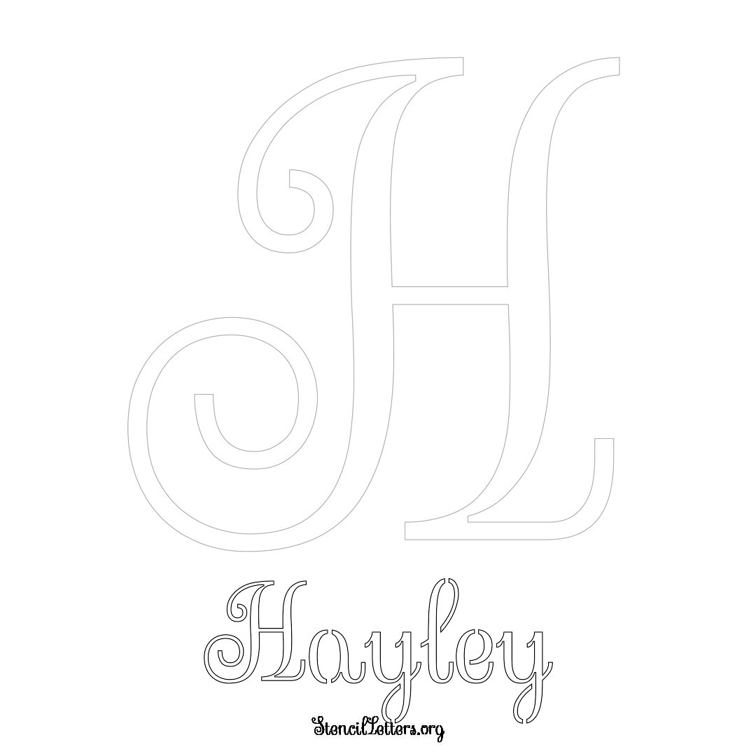 Hayley printable name initial stencil in Ornamental Cursive Lettering