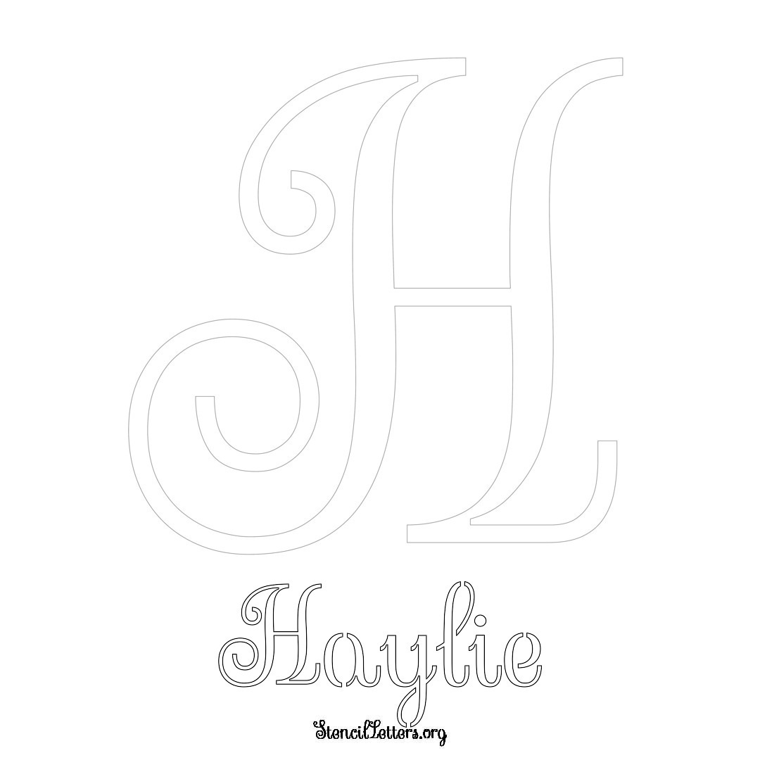 Haylie printable name initial stencil in Ornamental Cursive Lettering