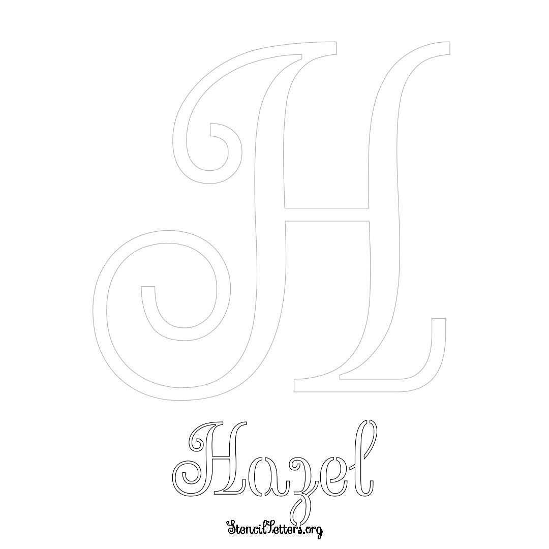 Hazel printable name initial stencil in Ornamental Cursive Lettering