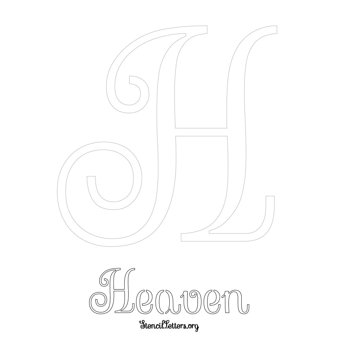 Heaven printable name initial stencil in Ornamental Cursive Lettering