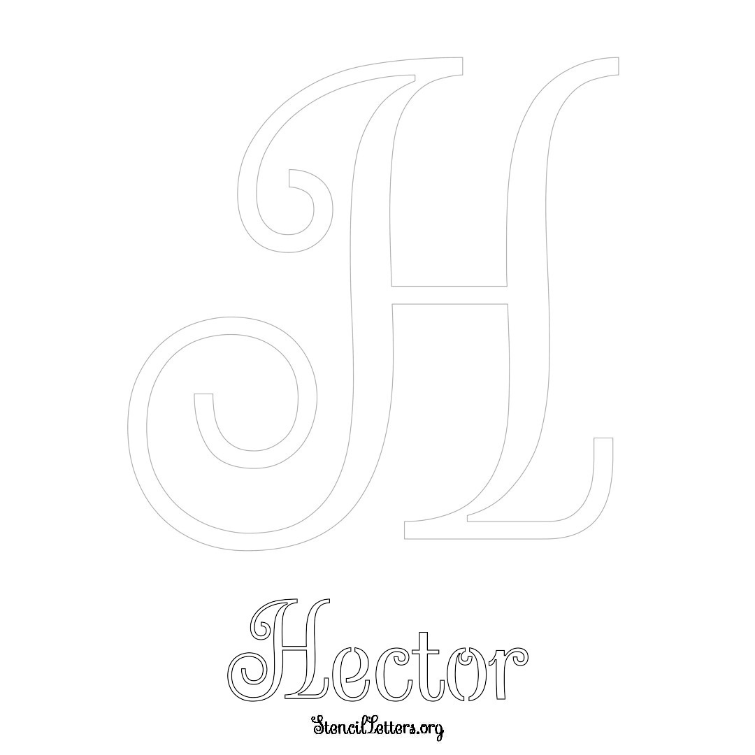 Hector printable name initial stencil in Ornamental Cursive Lettering