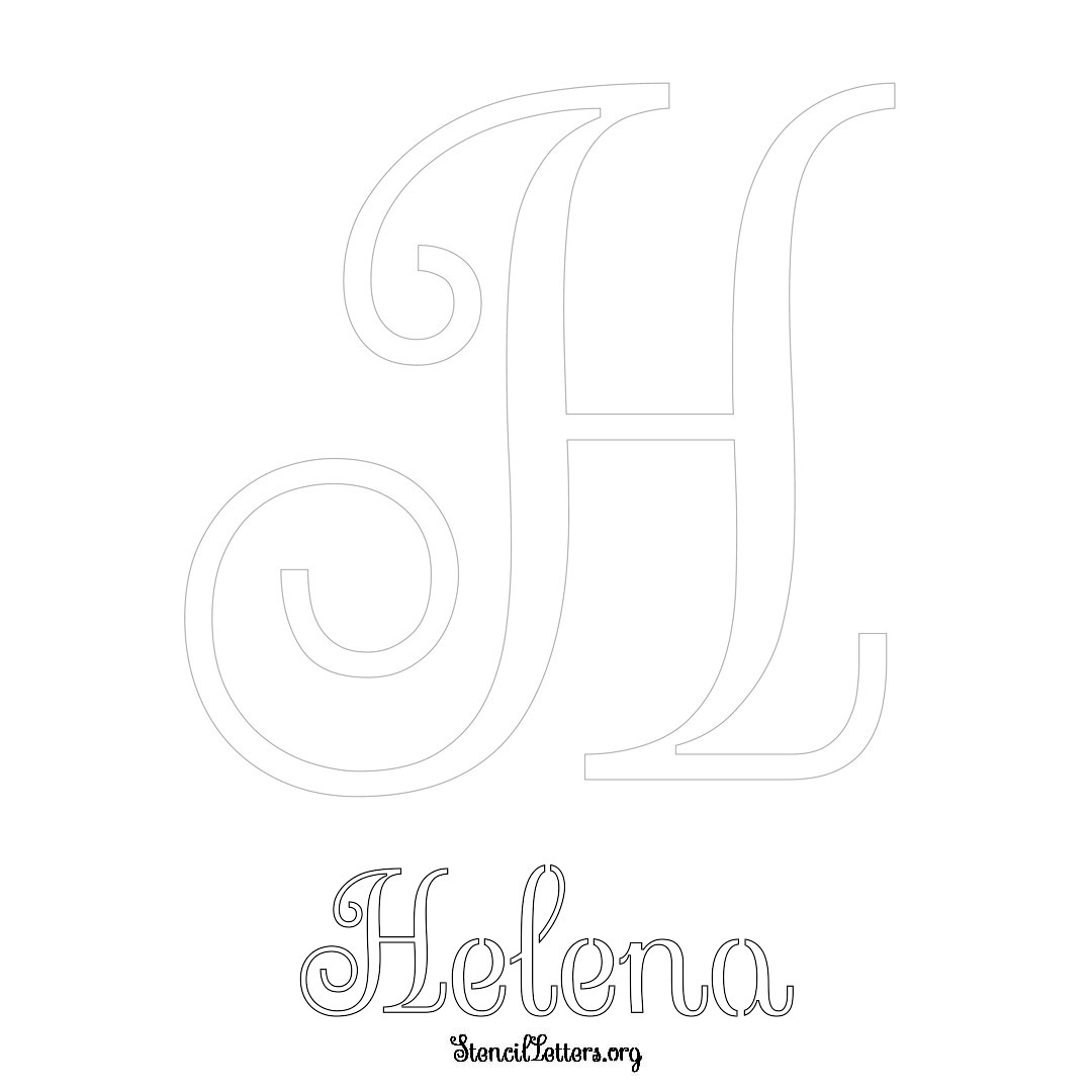 Helena printable name initial stencil in Ornamental Cursive Lettering