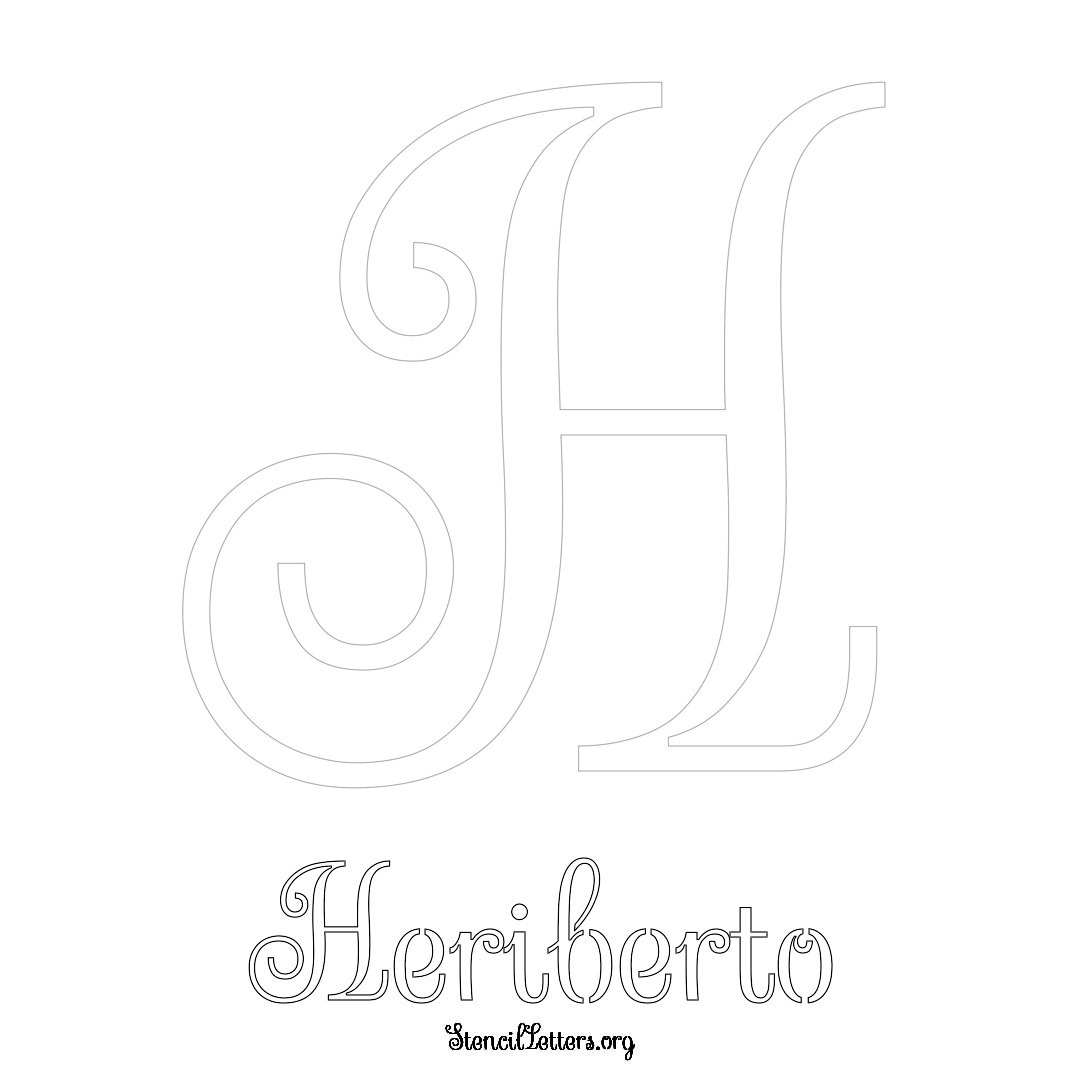 Heriberto printable name initial stencil in Ornamental Cursive Lettering