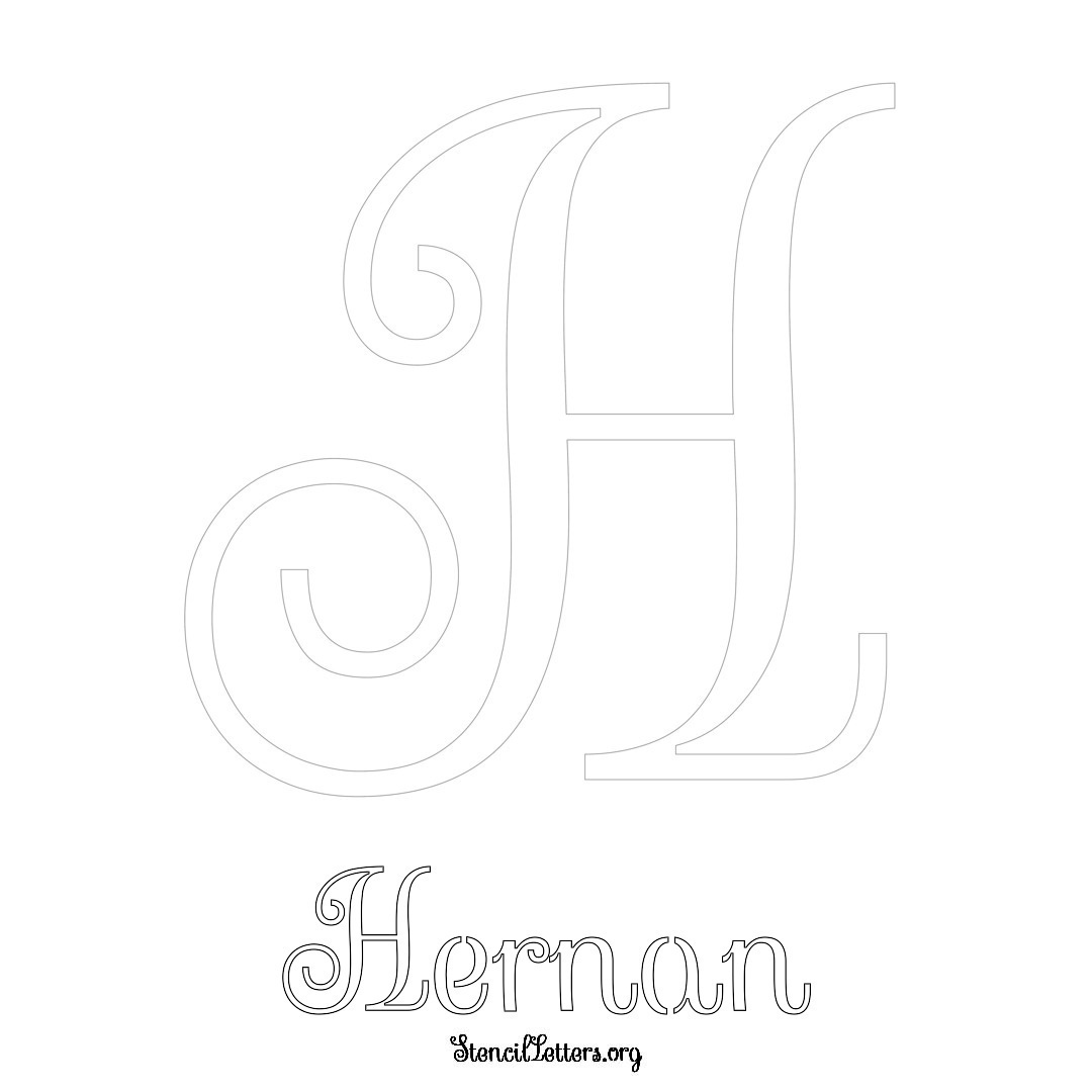 Hernan printable name initial stencil in Ornamental Cursive Lettering