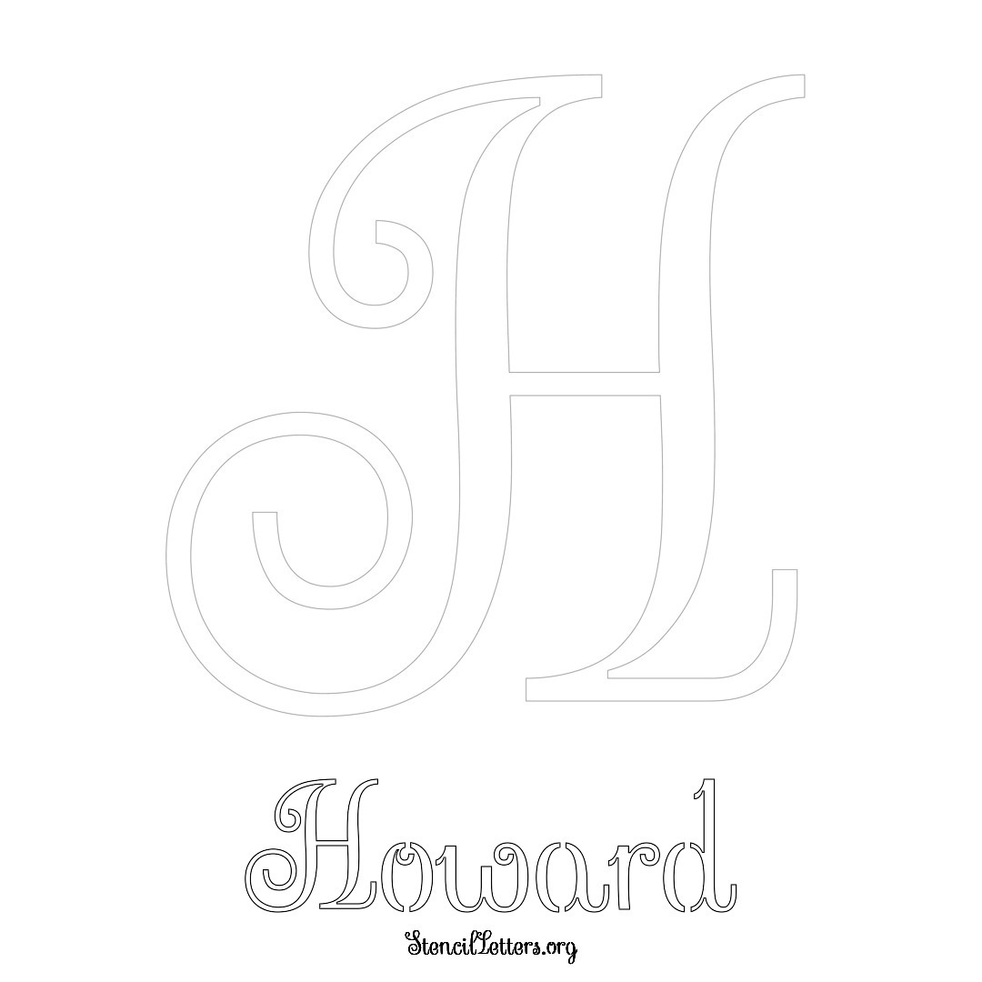 Howard printable name initial stencil in Ornamental Cursive Lettering