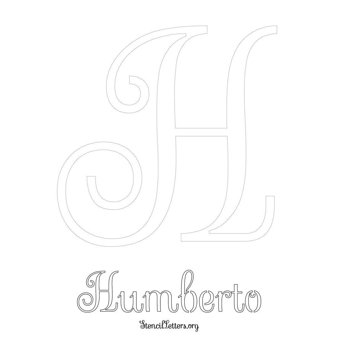 Humberto printable name initial stencil in Ornamental Cursive Lettering