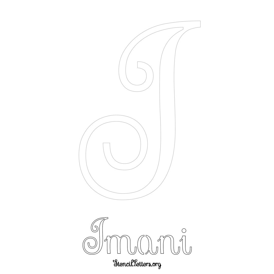Imani printable name initial stencil in Ornamental Cursive Lettering