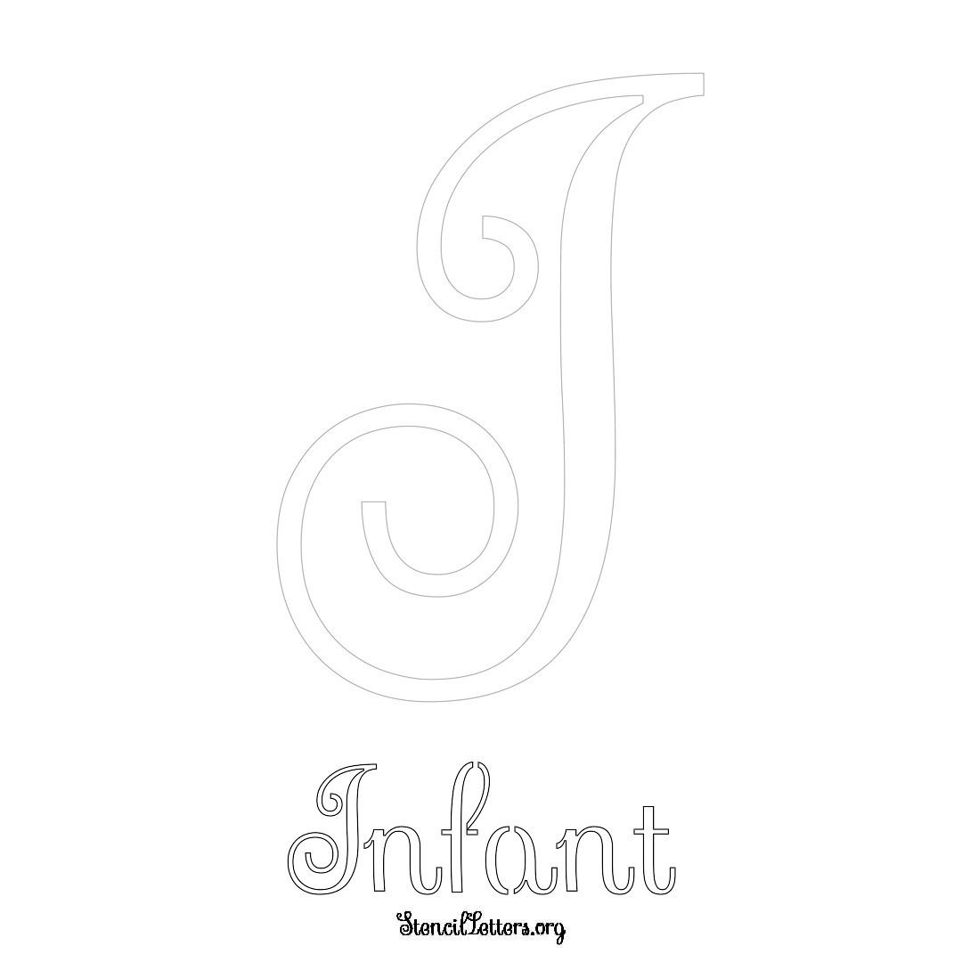 Infant printable name initial stencil in Ornamental Cursive Lettering