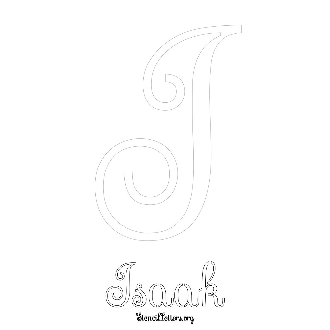 Isaak printable name initial stencil in Ornamental Cursive Lettering
