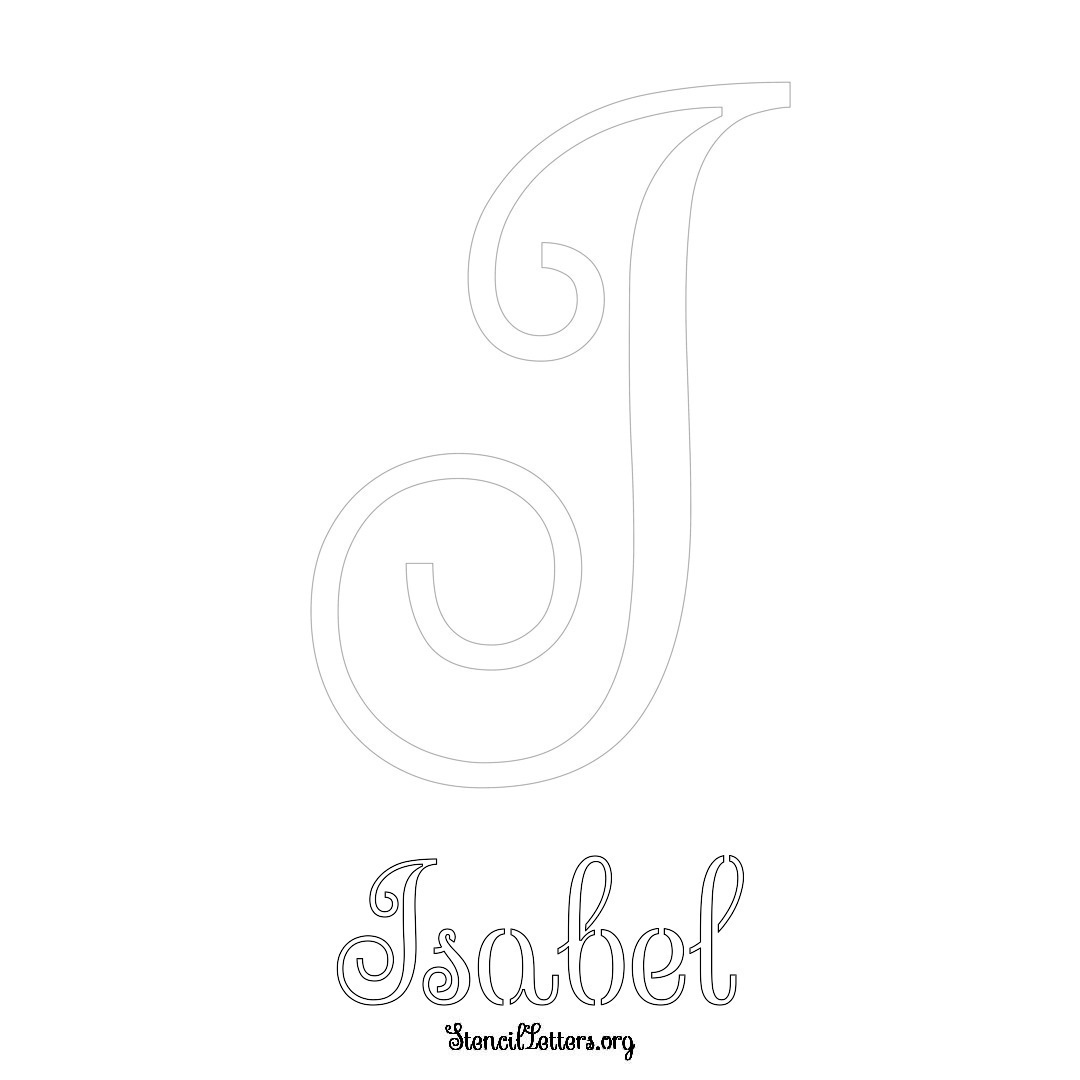 Isabel printable name initial stencil in Ornamental Cursive Lettering