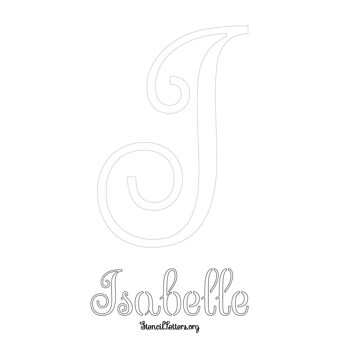 Isabelle printable name initial stencil in Ornamental Cursive Lettering