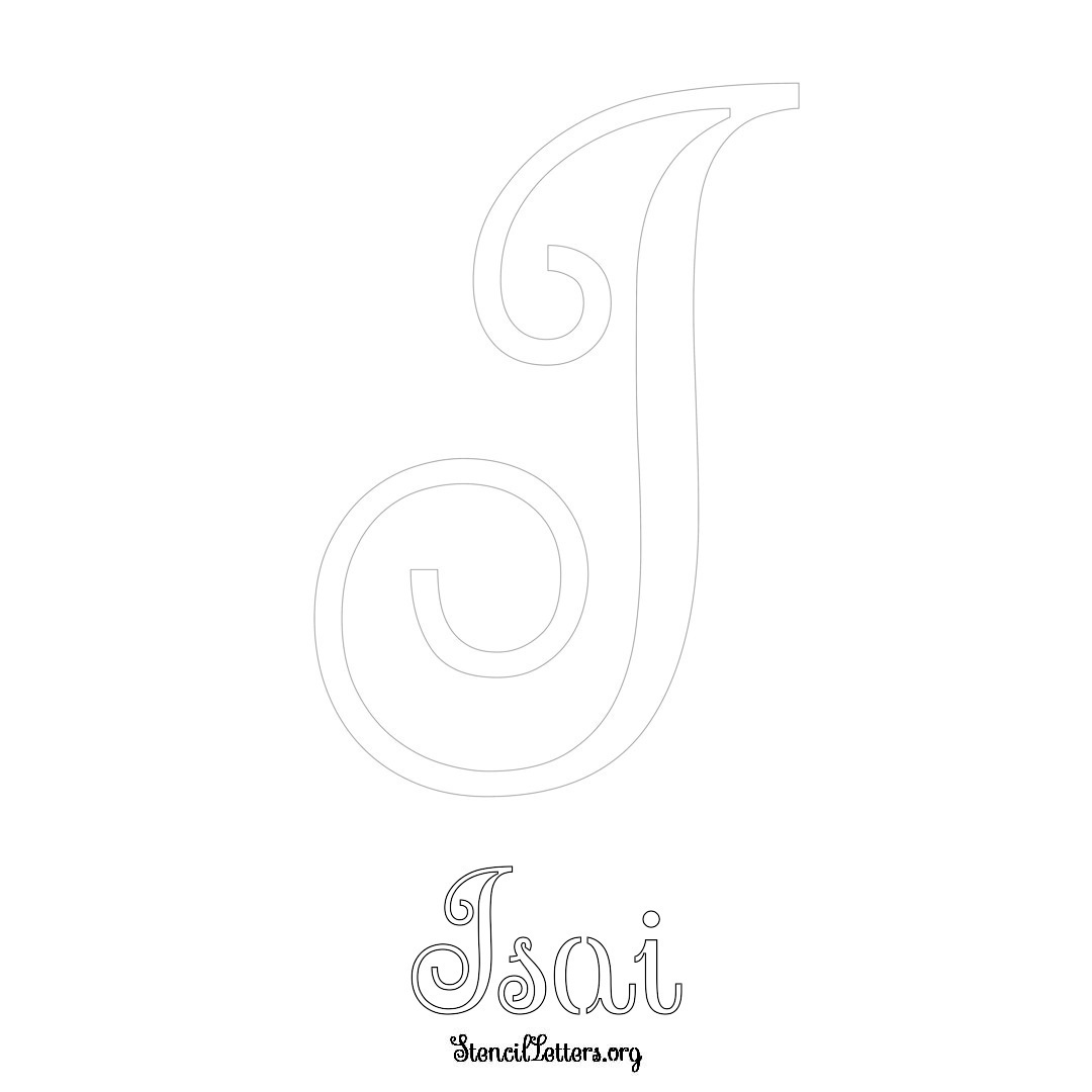 Isai printable name initial stencil in Ornamental Cursive Lettering