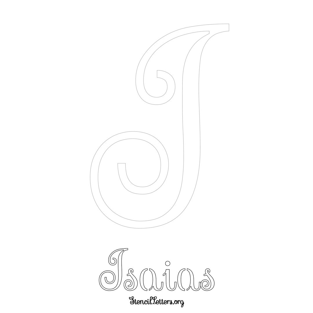 Isaias printable name initial stencil in Ornamental Cursive Lettering