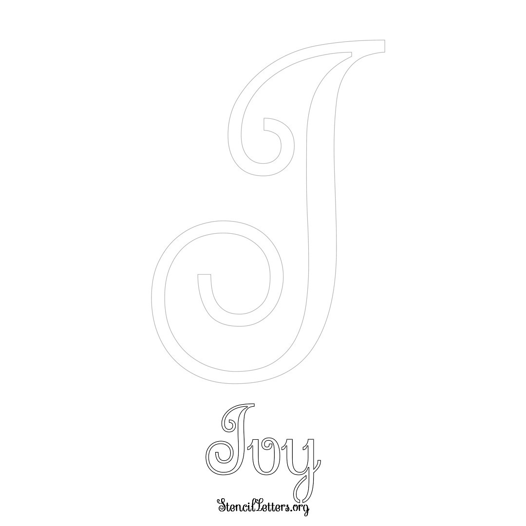 Ivy printable name initial stencil in Ornamental Cursive Lettering