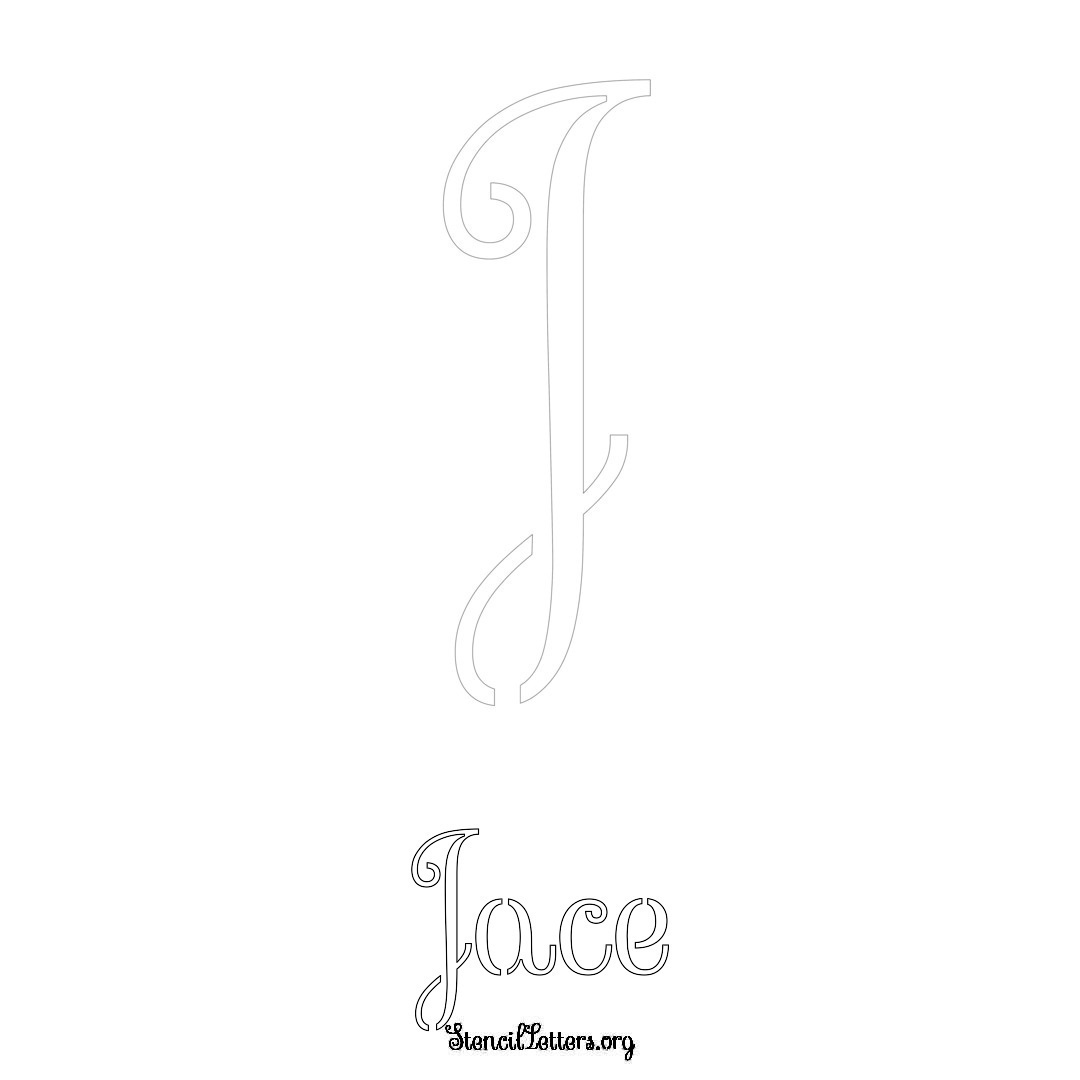 Jace printable name initial stencil in Ornamental Cursive Lettering