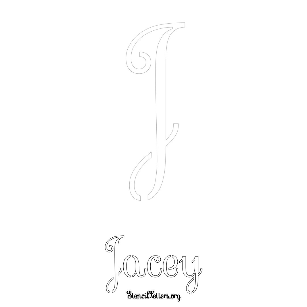 Jacey printable name initial stencil in Ornamental Cursive Lettering