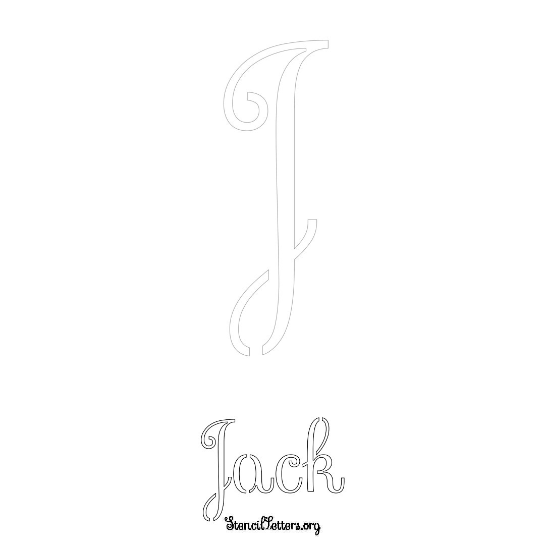 Jack printable name initial stencil in Ornamental Cursive Lettering