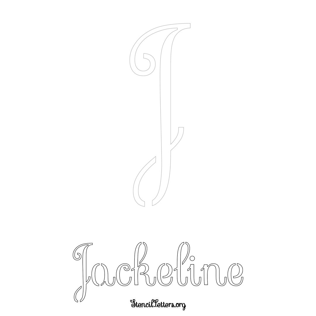 Jackeline printable name initial stencil in Ornamental Cursive Lettering