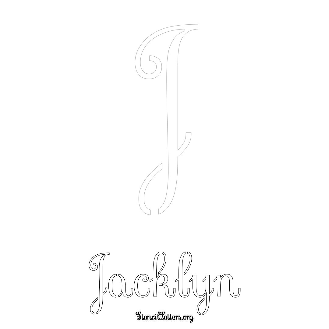 Jacklyn printable name initial stencil in Ornamental Cursive Lettering