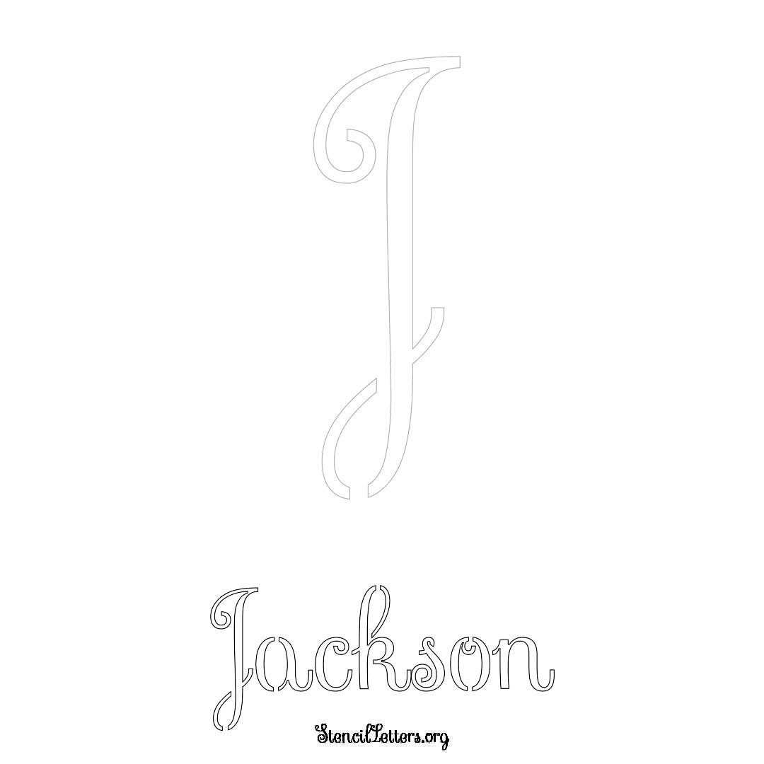 Jackson printable name initial stencil in Ornamental Cursive Lettering