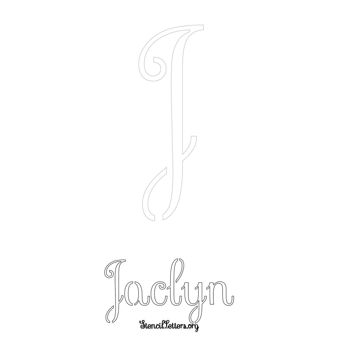 Jaclyn printable name initial stencil in Ornamental Cursive Lettering