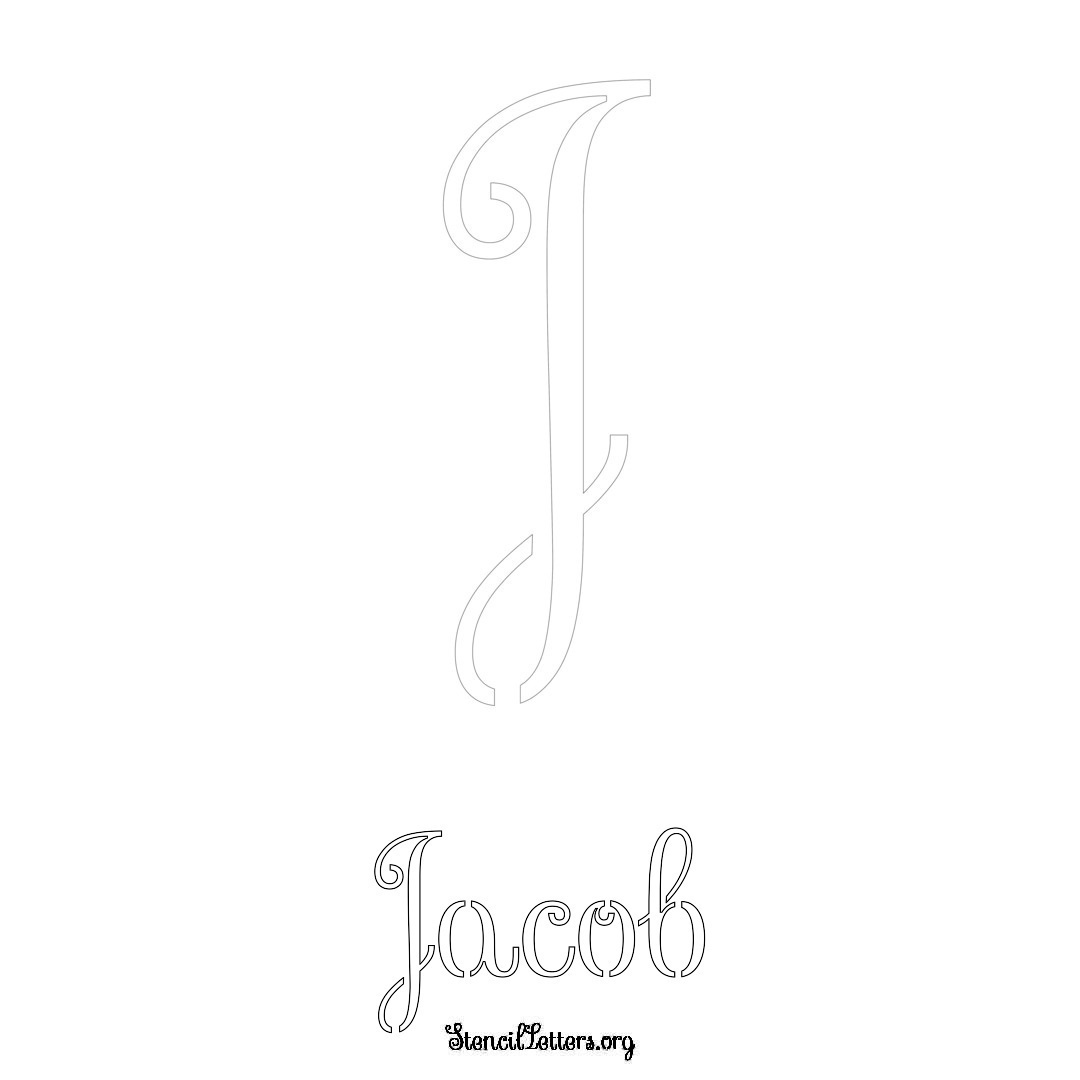 Jacob printable name initial stencil in Ornamental Cursive Lettering