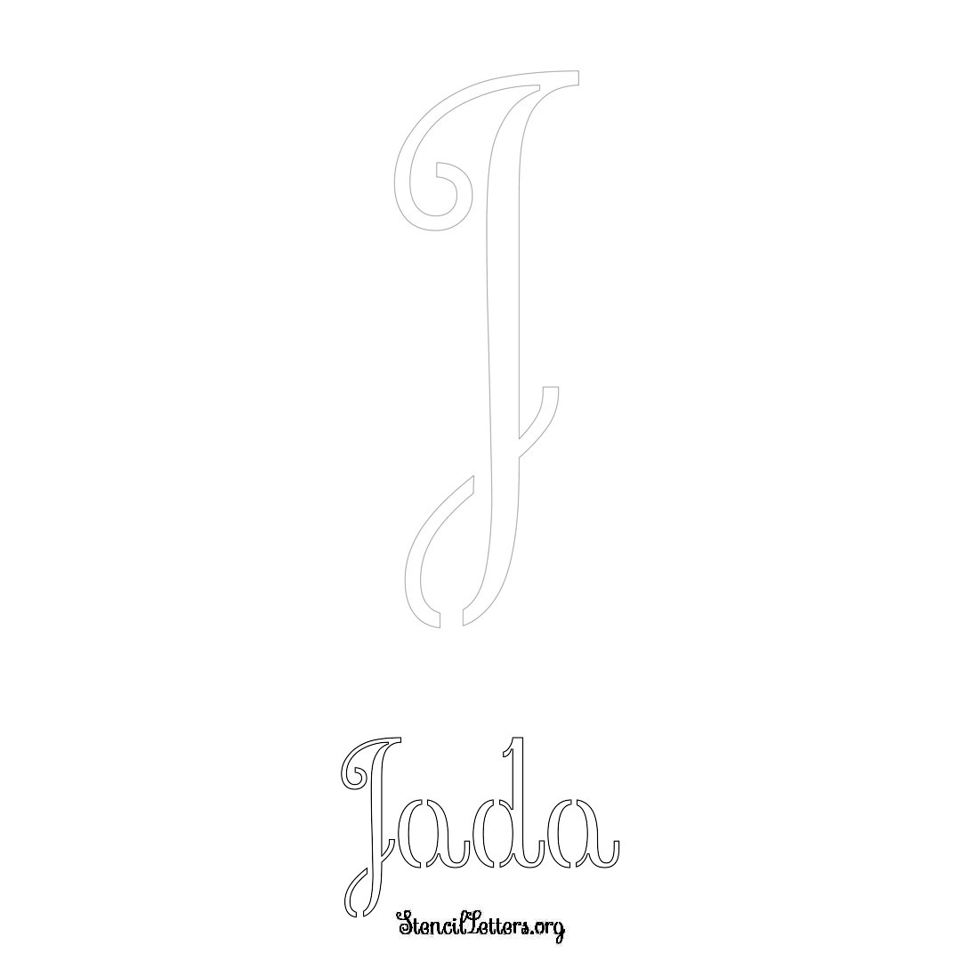 Jada printable name initial stencil in Ornamental Cursive Lettering