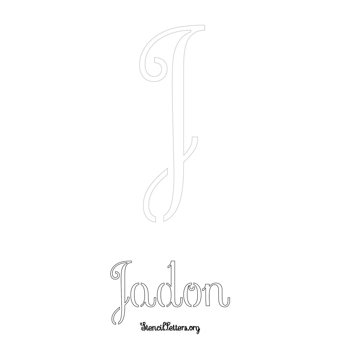 Jadon printable name initial stencil in Ornamental Cursive Lettering