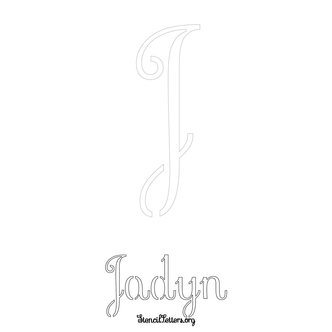 Jadyn printable name initial stencil in Ornamental Cursive Lettering