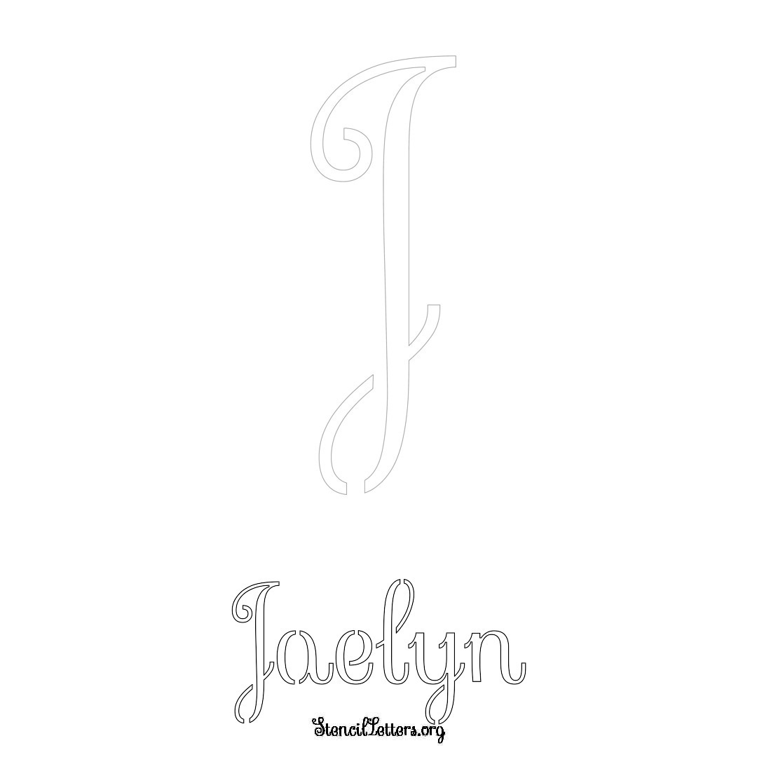 Jaelyn printable name initial stencil in Ornamental Cursive Lettering