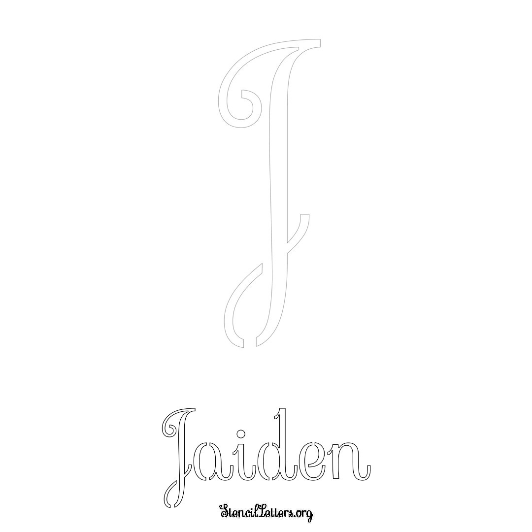 Jaiden printable name initial stencil in Ornamental Cursive Lettering