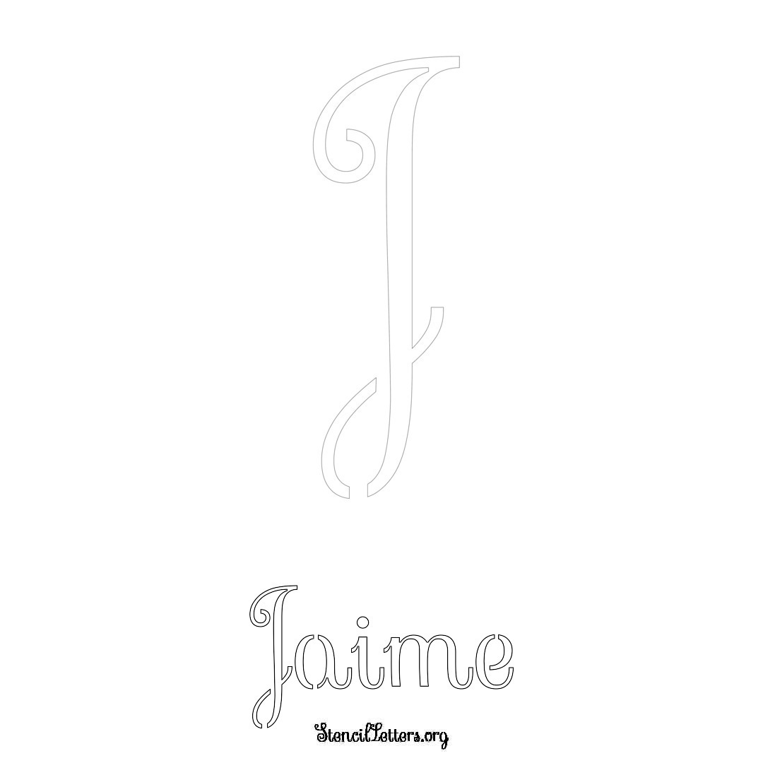 Jaime printable name initial stencil in Ornamental Cursive Lettering