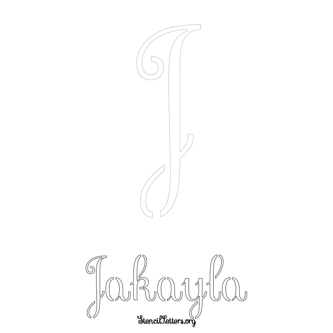 Jakayla printable name initial stencil in Ornamental Cursive Lettering