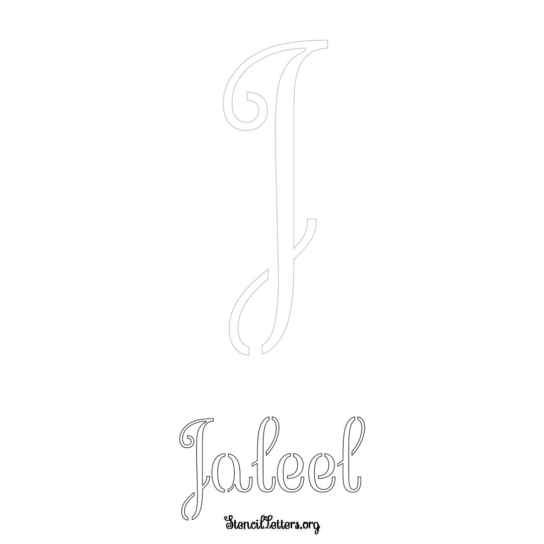 Jaleel printable name initial stencil in Ornamental Cursive Lettering