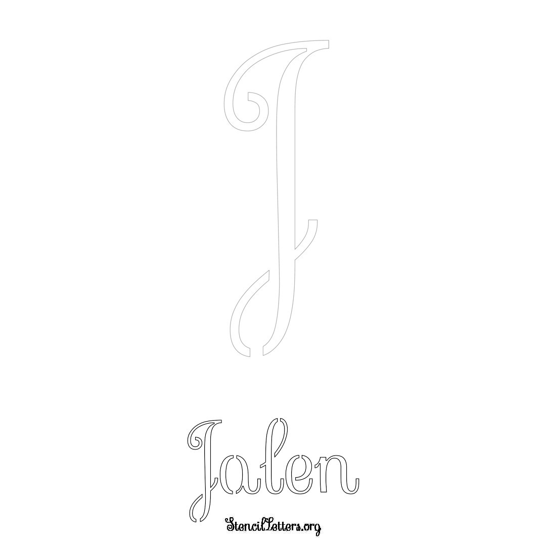 Jalen printable name initial stencil in Ornamental Cursive Lettering