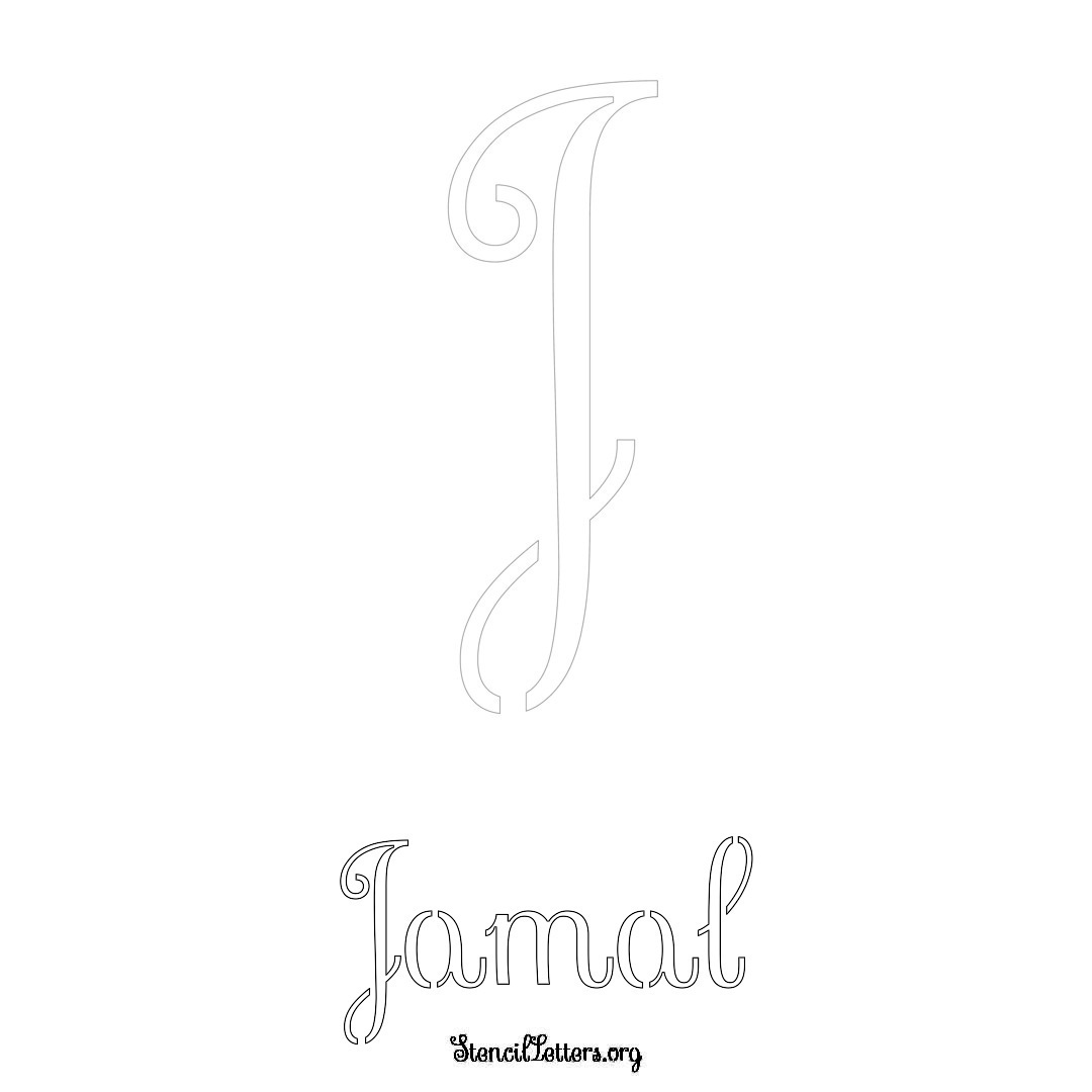 Jamal printable name initial stencil in Ornamental Cursive Lettering