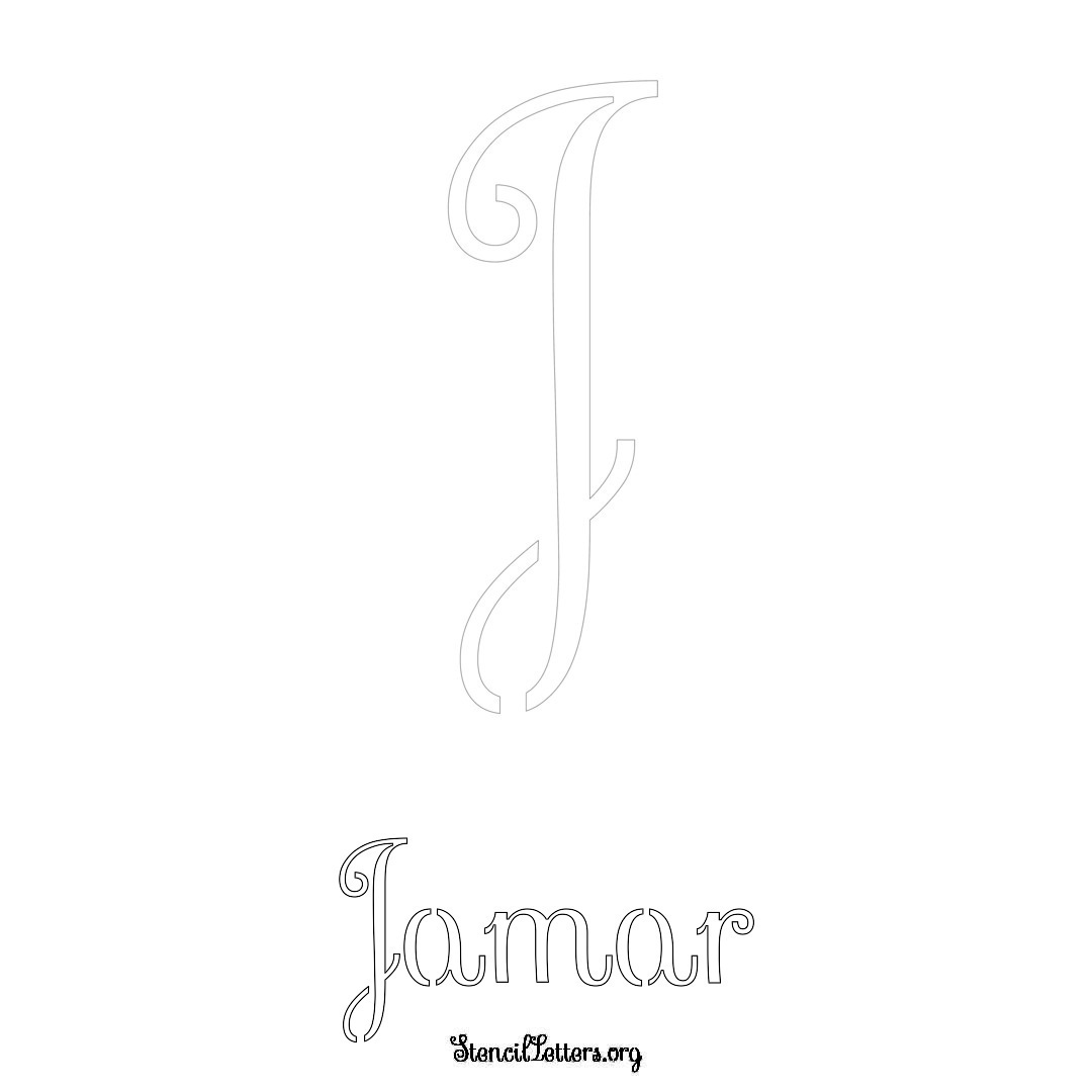 Jamar printable name initial stencil in Ornamental Cursive Lettering