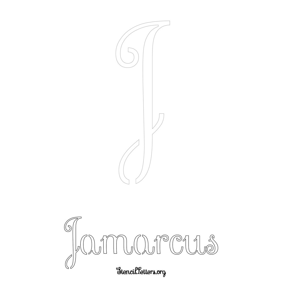 Jamarcus printable name initial stencil in Ornamental Cursive Lettering