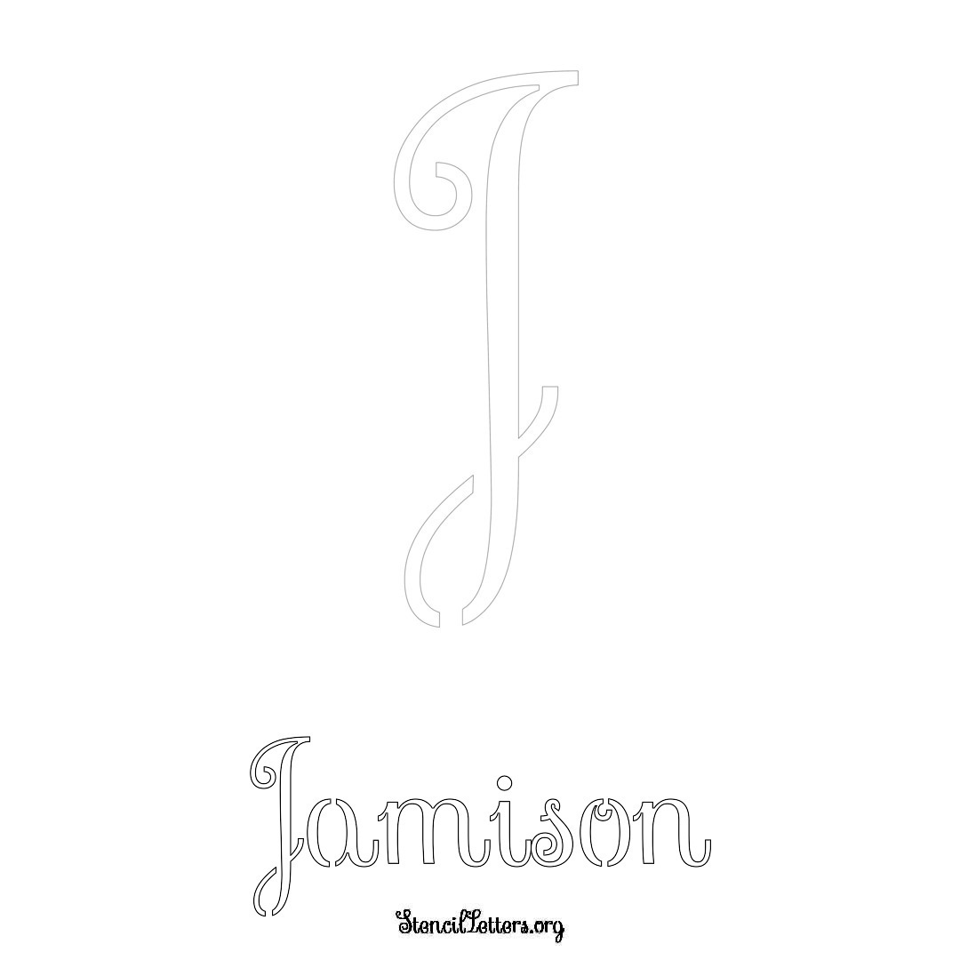 Jamison printable name initial stencil in Ornamental Cursive Lettering