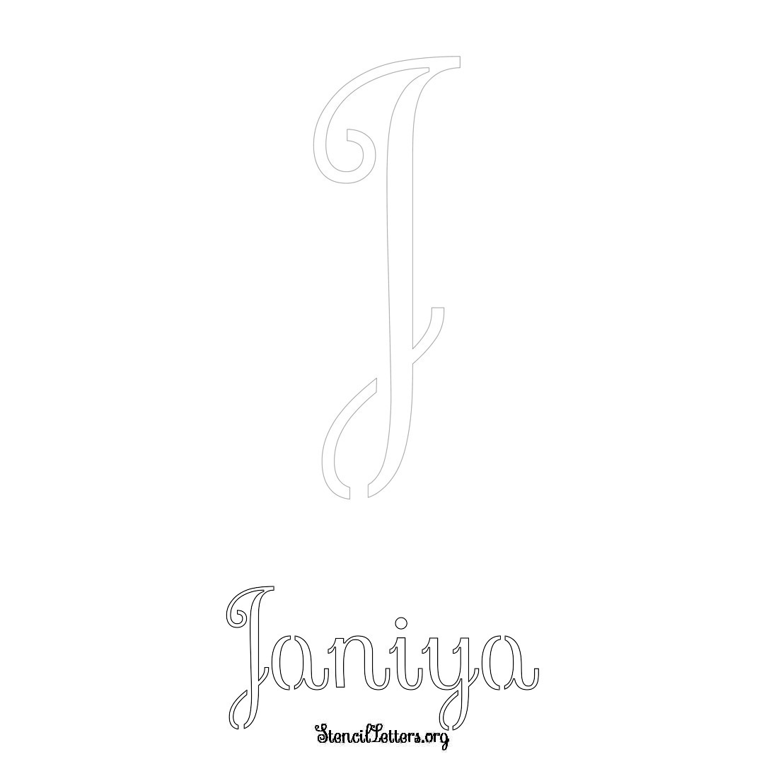 Janiya printable name initial stencil in Ornamental Cursive Lettering