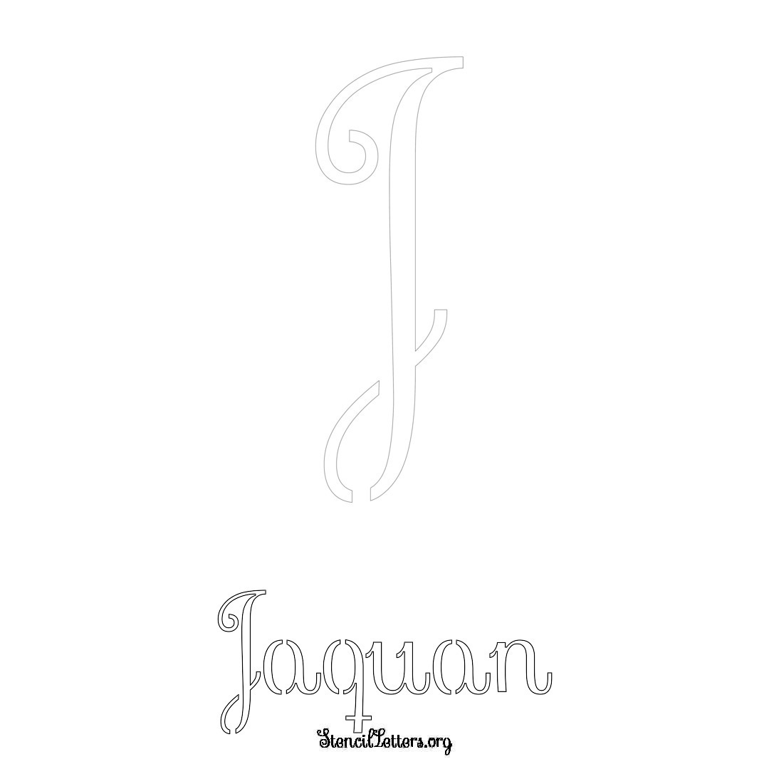 Jaquan printable name initial stencil in Ornamental Cursive Lettering