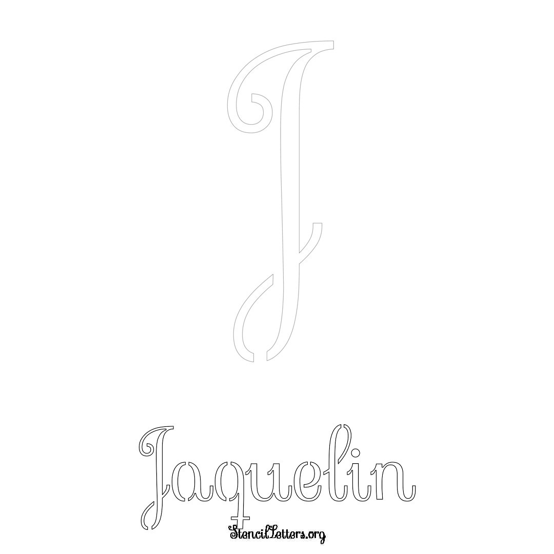 Jaquelin printable name initial stencil in Ornamental Cursive Lettering