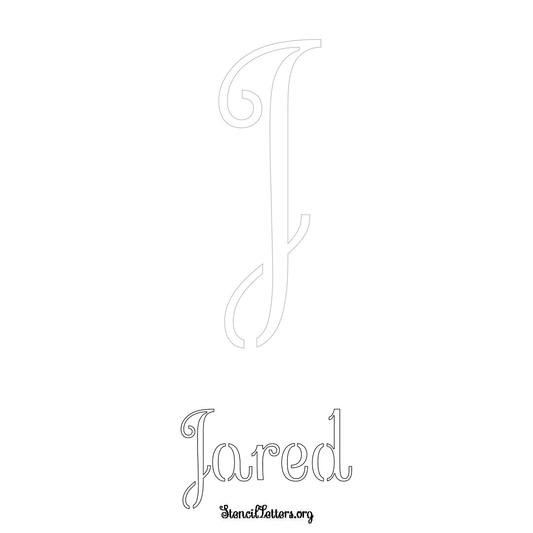 Jared printable name initial stencil in Ornamental Cursive Lettering