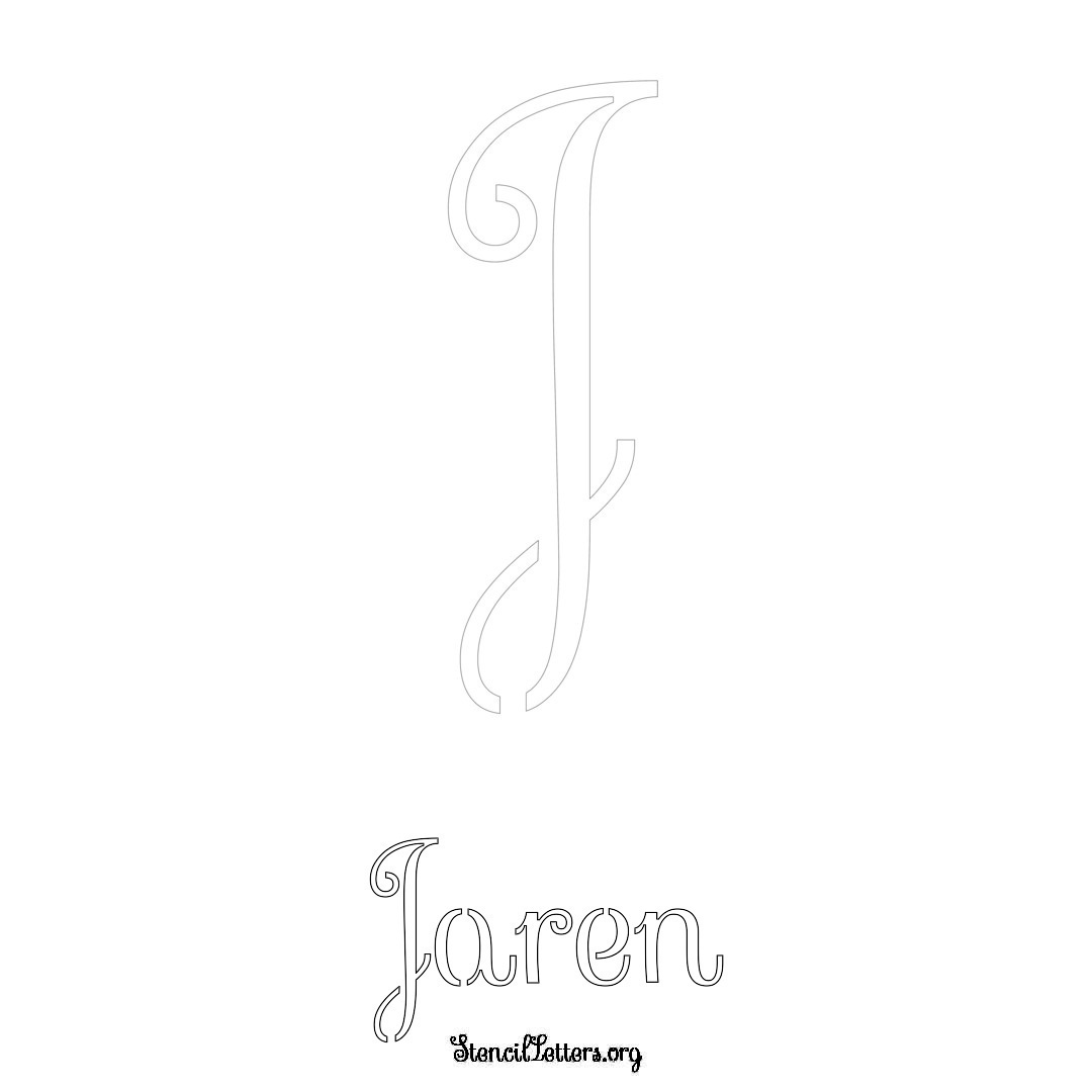 Jaren printable name initial stencil in Ornamental Cursive Lettering