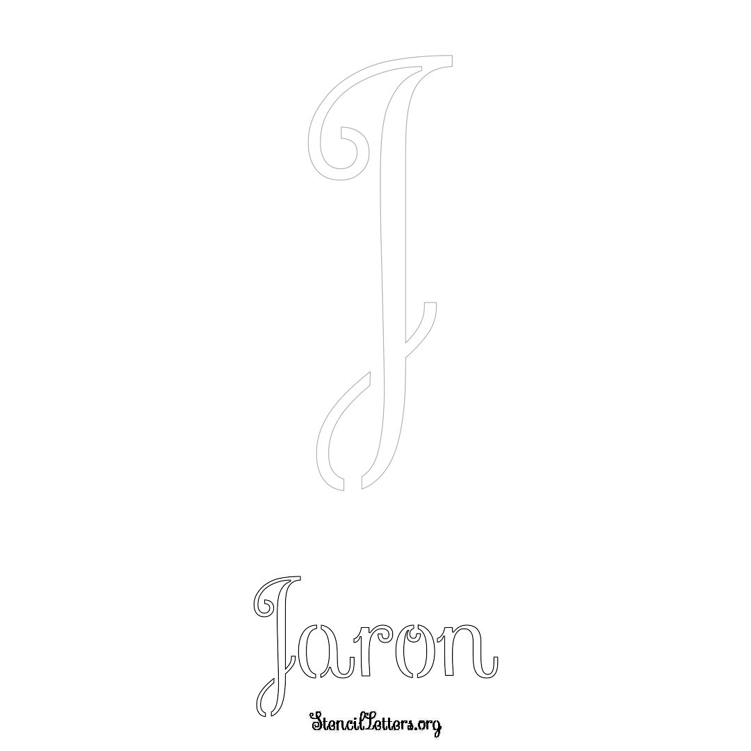 Jaron printable name initial stencil in Ornamental Cursive Lettering