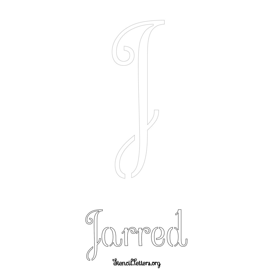 Jarred printable name initial stencil in Ornamental Cursive Lettering