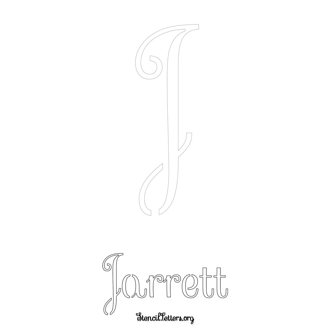 Jarrett printable name initial stencil in Ornamental Cursive Lettering