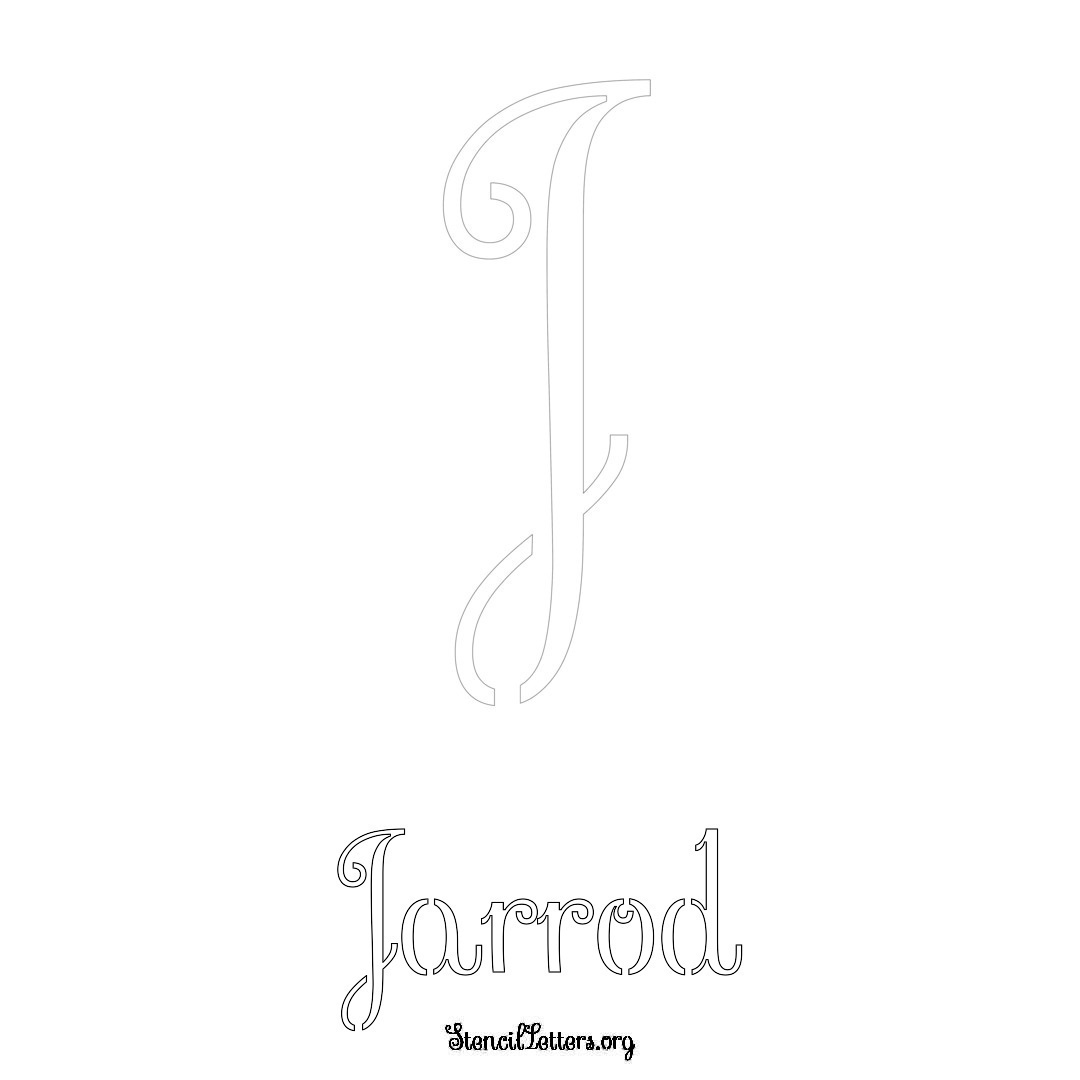 Jarrod printable name initial stencil in Ornamental Cursive Lettering